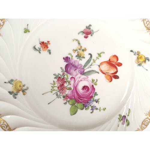 323 - Set of six Carl Schumann, Dresden style side plates, each with colourful floral sprays on white grou... 