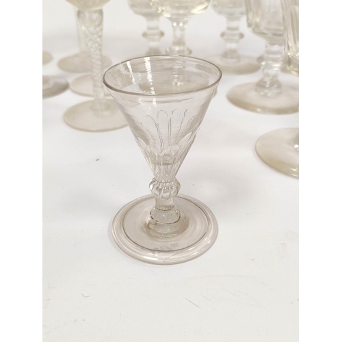 413 - Collection of Regency and 19th century glass to include dimple cut rummers and ale glasses, two etch... 