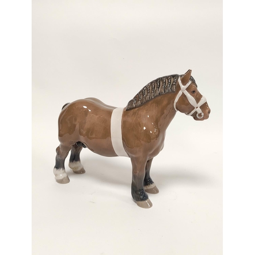 344 - Bing & Grondahl of Denmark glazed porcelain figure of a Percheron horse, of large form, shape no... 