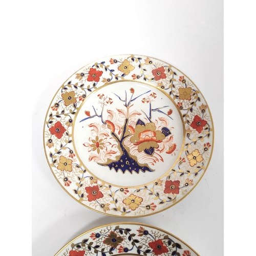 341 - Pair of early 19th century Derby porcelain Imari cabinet plates circa 1806-1825, with allover floral... 