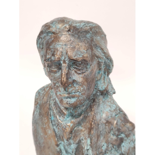 375 - Dawid Szymczyk (Polish)Sculpture of Franz Liszt, Pianist and Composer, painted in gold and verdigris... 