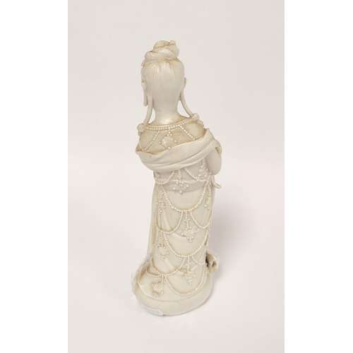 355 - Chinese blanc de chine figure modelled as the goddess Guanyin circa late 18th / early 19th century, ... 