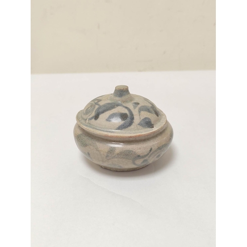 361 - Chinese green glazed earthenware grain or rice scoop of archaic form with shaped rectangular bowl an... 