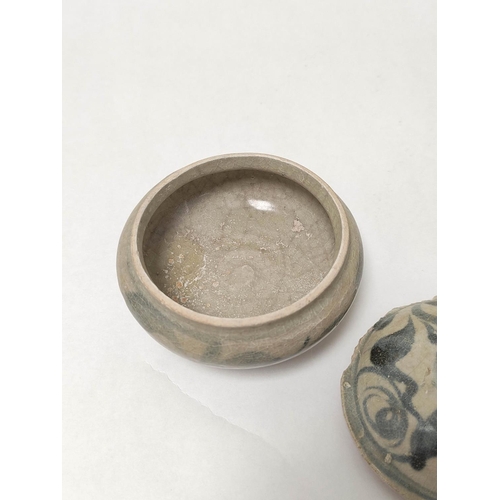 361 - Chinese green glazed earthenware grain or rice scoop of archaic form with shaped rectangular bowl an... 