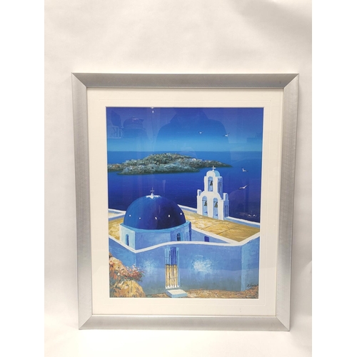 197 - Alexis (Contemporary Greek).Greek island view.Acrylic.Signed.57cm x 46cm.... 