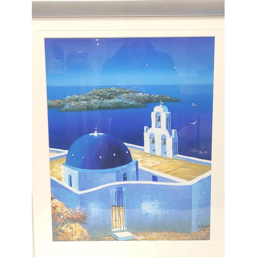 197 - Alexis (Contemporary Greek).Greek island view.Acrylic.Signed.57cm x 46cm.... 