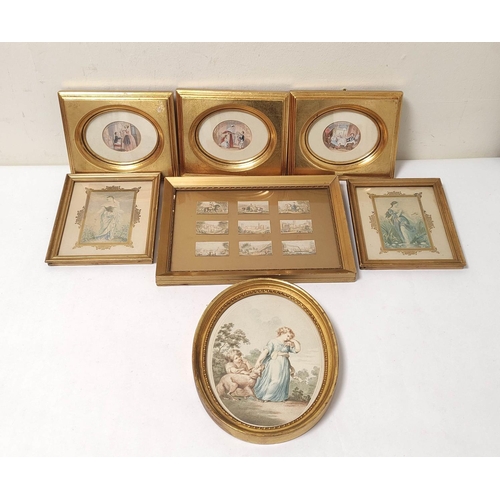 214 - Set of nine George Baxter Needlebox Prints, Queen Victoria & family, Osborne House, a Brunel ste... 