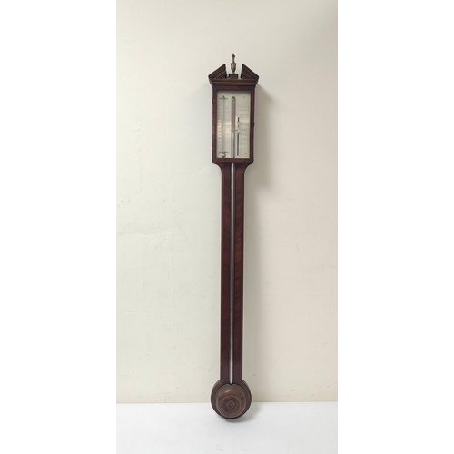 185 - George III mahogany stick barometer named to the silvered dial L.Pedrone - Carlisle, with mercury gu... 