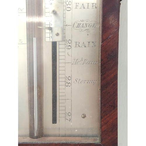 185 - George III mahogany stick barometer named to the silvered dial L.Pedrone - Carlisle, with mercury gu... 