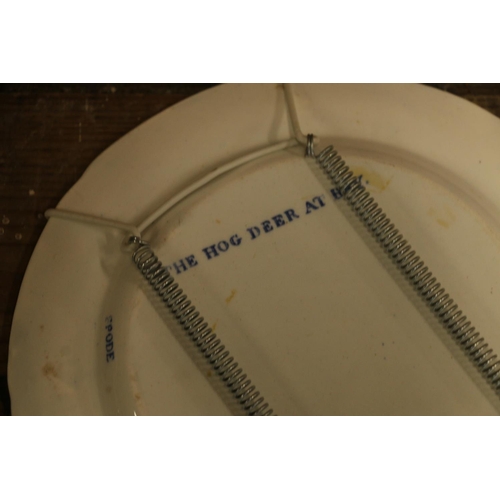 101 - Three Spode blue and white hunting themed side plates.