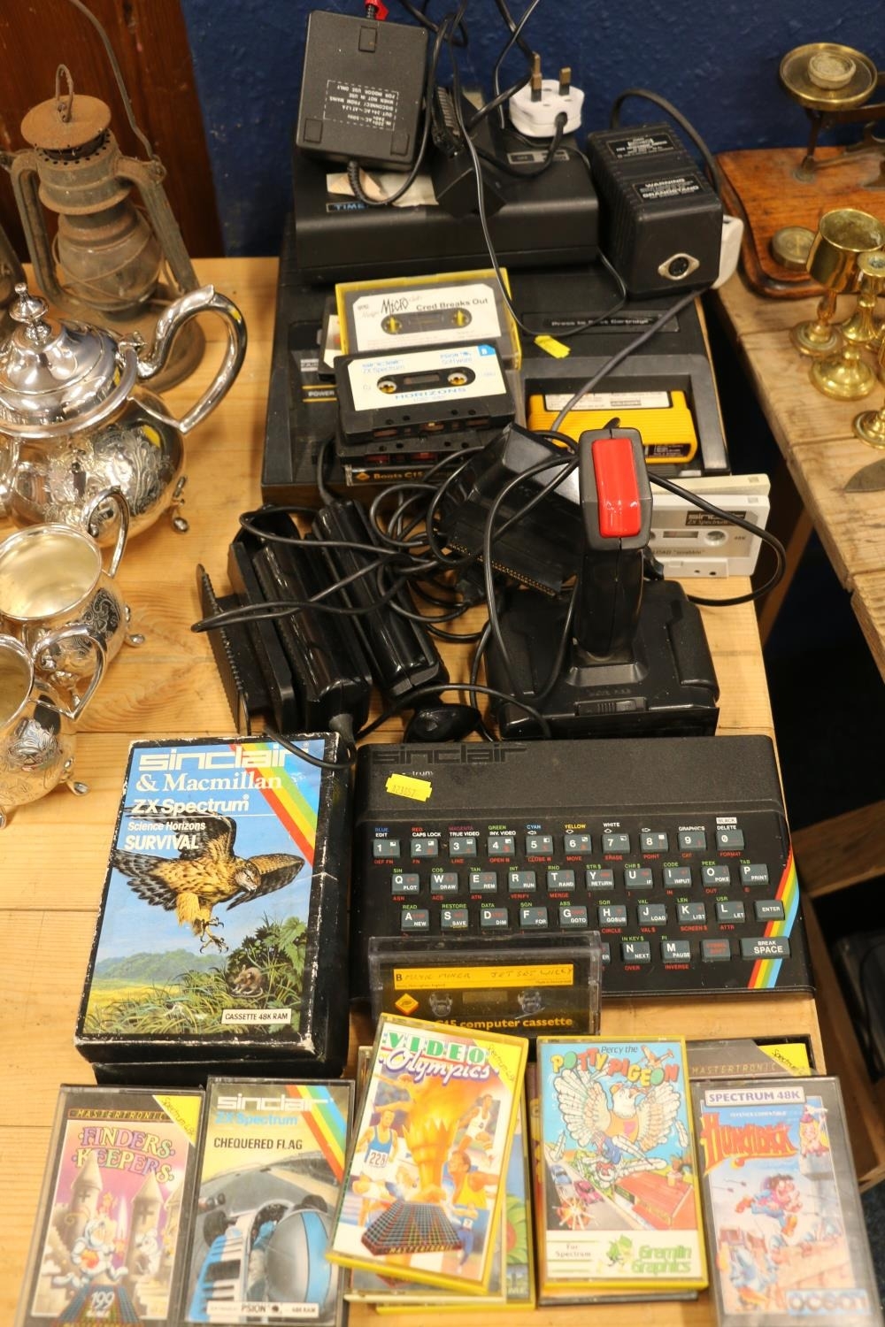 Sinclair ZX Spectrum games system together with accessories, and cassette  games to include Video Oly