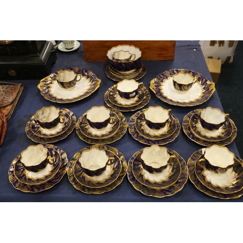 117 - Late 19th century cobalt blue and gilt part teaset.