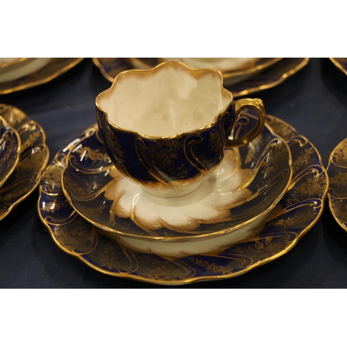 117 - Late 19th century cobalt blue and gilt part teaset.