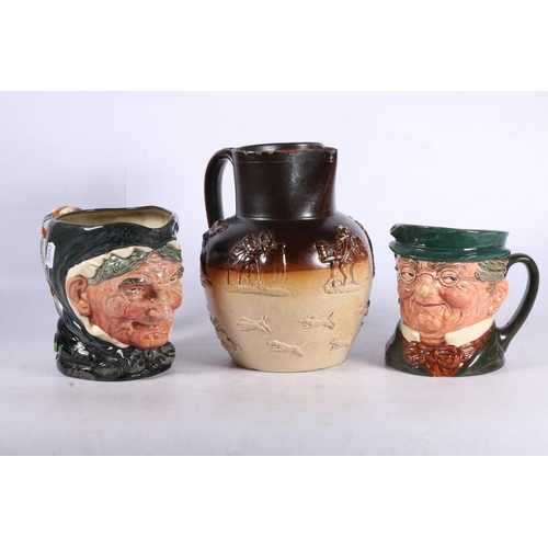 124 - Two Royal Doulton character jugs and a Dolton stoneware jug.