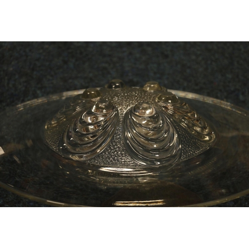 125 - Art Glass flared rim bowl with oyster shell pattern, 39cm.