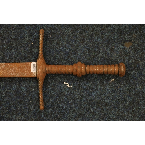 129 - Reproduction long sword, 116cm long.