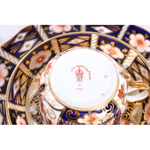 135 - Royal Crown Derby #2451 double lozenge Imari coffee can trio, etc.