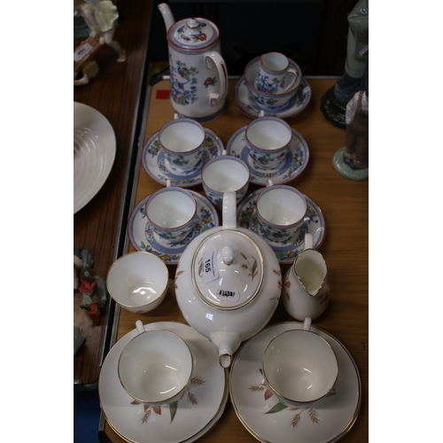 165 - Wedgwood Crocus breakfast set, and a T L K & Co. India Tree coffee set.