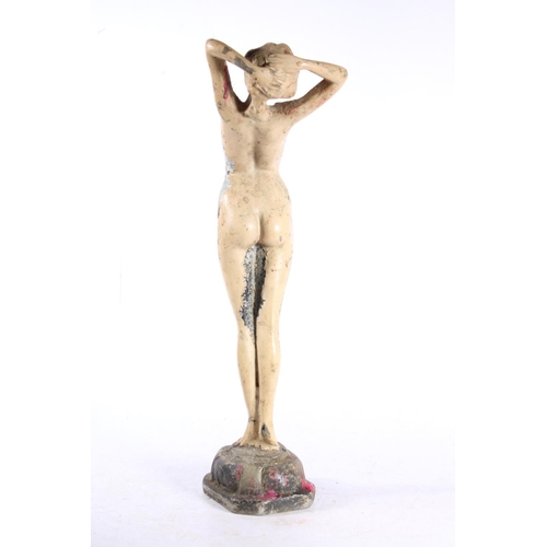 192 - Art Deco cast metal figure of a lady, 38cm high.