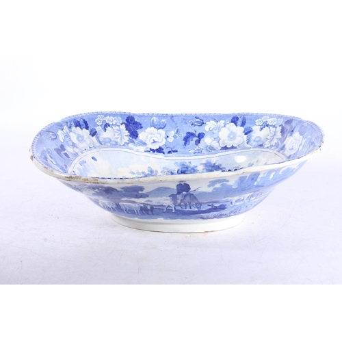 193 - 19th century transfer printed blue and white oval dish decorated with 'domestic cattle scene showing... 