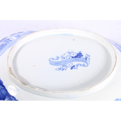 193 - 19th century transfer printed blue and white oval dish decorated with 'domestic cattle scene showing... 