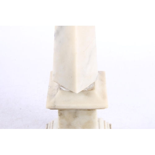 197 - Onyx/alabaster obelisk, 40cm high.