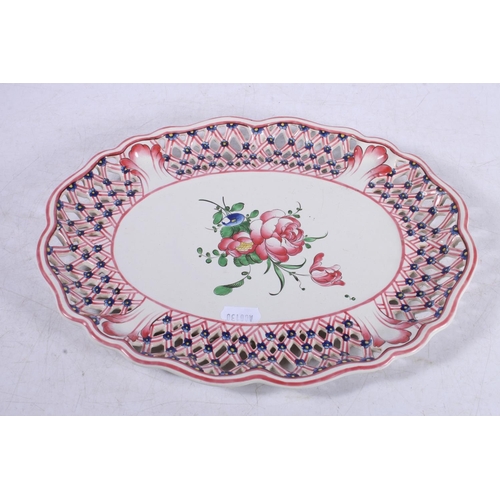 200 - Late 19th century French Faience plate decorated in pink and blue roses in the manner of Niderviller... 