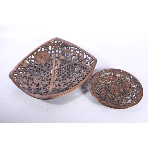 204 - Modernist reticulated bronzed bowl, and another.