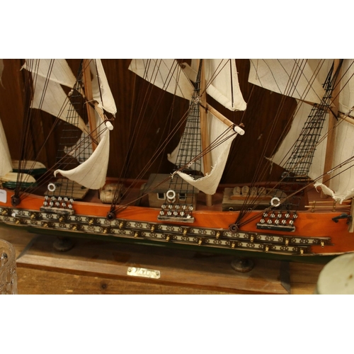 237 - Fragata Spanish built model of a four masted barque, 80cm high and a small kit model of the Cutty Sa... 