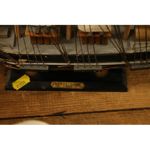 237 - Fragata Spanish built model of a four masted barque, 80cm high and a small kit model of the Cutty Sa... 