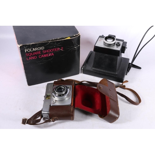 63 - Polaroid Square Shooter II land camera and an Ilford Sportsman 35mm camera.