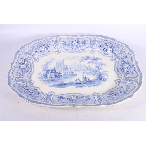 77 - 19th century blue and white meat plate.