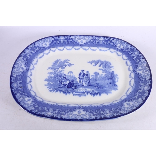 78 - 19th century blue and white meat plate.