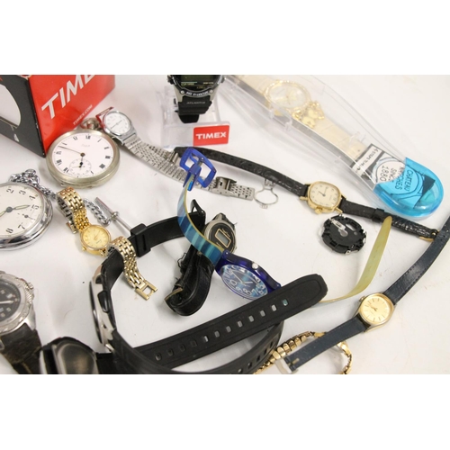 562 - Vintage pocket watches and dress wristwatches including Swatch, Timex, Casio etc.