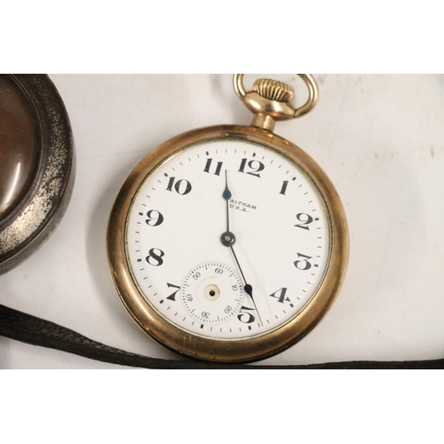 565 - Victorian c1880s silver pocket watch, Waltham rolled gold pocket watch, two white metal alberts, gun... 