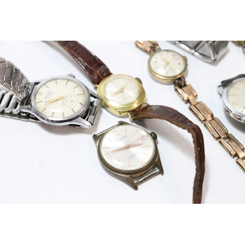 566 - Eight vintage gents and ladies wristwatches including Majex Junior, Aria, Franklands etc. 