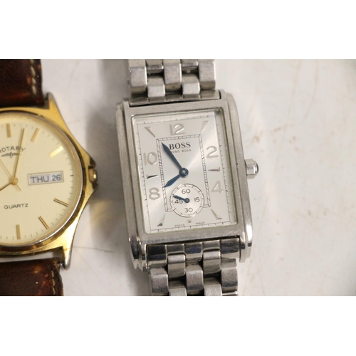 566A - Selection of gents wristwatches including Sekonda Polars, Rotary Quartz, Boss etc.