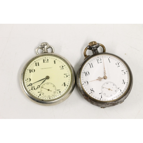 576 - WWI Clairmont blackened gun metal pocket watch together with a Hendersons pocket watch