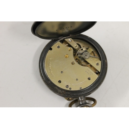 576 - WWI Clairmont blackened gun metal pocket watch together with a Hendersons pocket watch