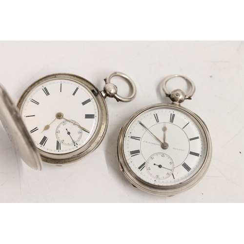 577 - Victorian silver pair cased pocket watch together with a Yabsley of London silver pocket watch