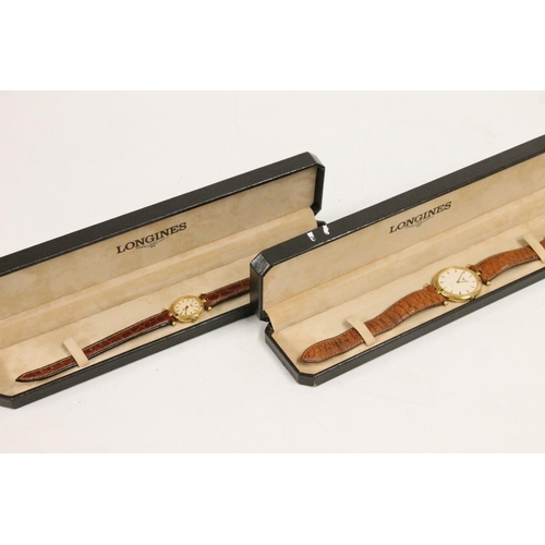 580 - Pair of Longines His and Hers partners Mercedes-Benz quartz wristwatches in original cases