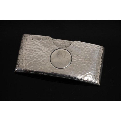 587 - Silver card case with curved planished body, Birmingham 1903, W9cm