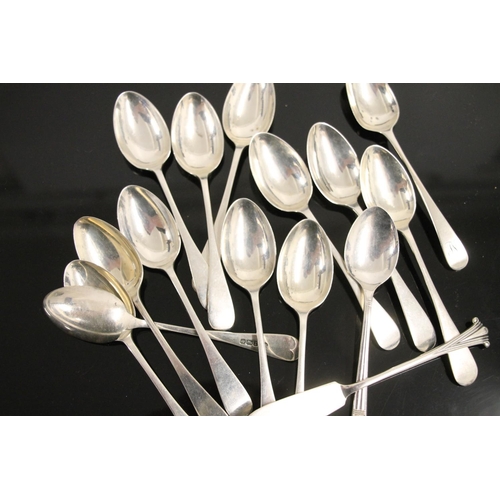 598 - Mixed hallmarked silver teaspoons and a small silver cheese knife, gross 270g