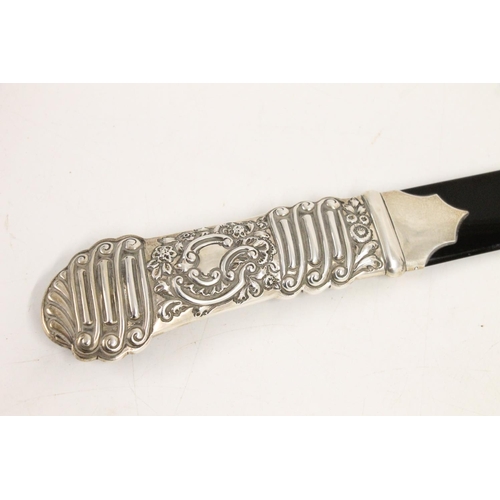 604 - Victorian silver handled page turner with tortoiseshell blade, Deakin & Francis, Birmingham 1893... 