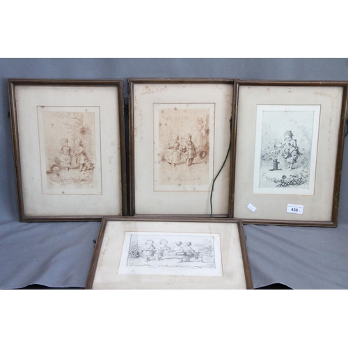 438 - After Lucien Penet (French 1834-1901), four etchings of Children, frame size 26cm x 34cm.