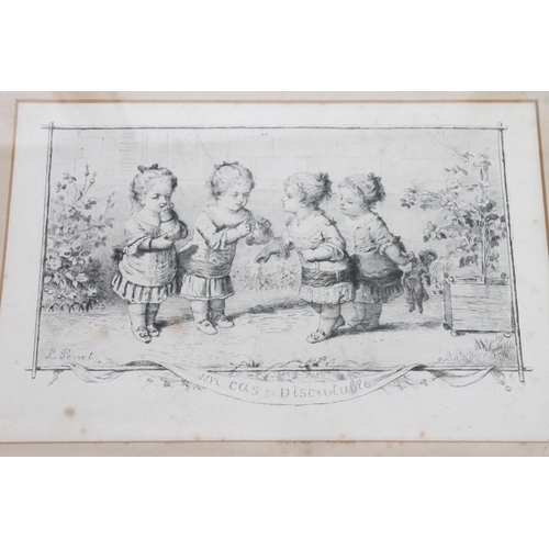 438 - After Lucien Penet (French 1834-1901), four etchings of Children, frame size 26cm x 34cm.