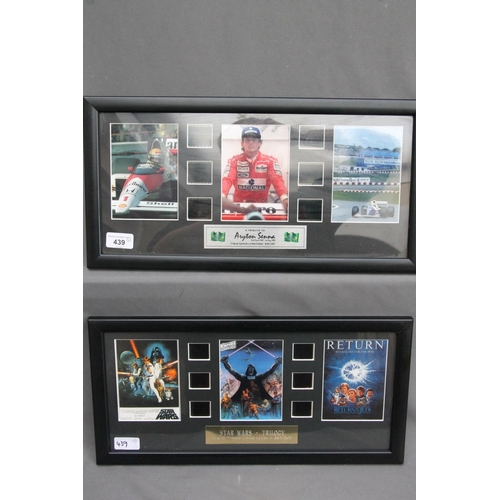 439 - Star Wars Trilogy film cell display, limited edition 682 of 1000 and another for Ayrton Senna, frame... 