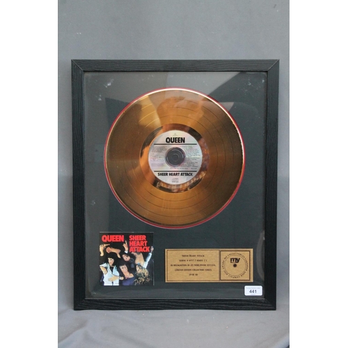 441 - Framed Queen CD record display 'Sheer Heart Attack' by My Collectables, limited edition 19 of 40m fr... 