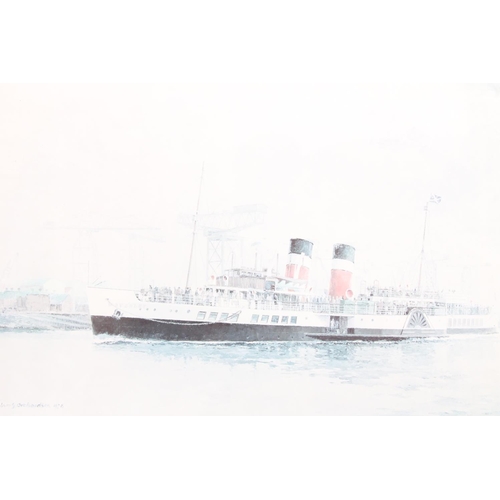 446 - IAN G ORCHARDSON, paddle steamer Waverley, print, pencil signed lower right, 42cm x 59cm, frame 60cm... 