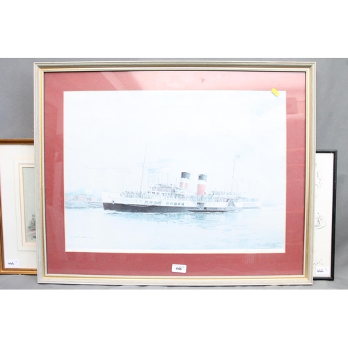 446 - IAN G ORCHARDSON, paddle steamer Waverley, print, pencil signed lower right, 42cm x 59cm, frame 60cm... 